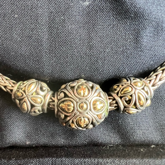 John Hardy vintage Jaisalmer three bead gold & silver necklace - Picture 3 of 9